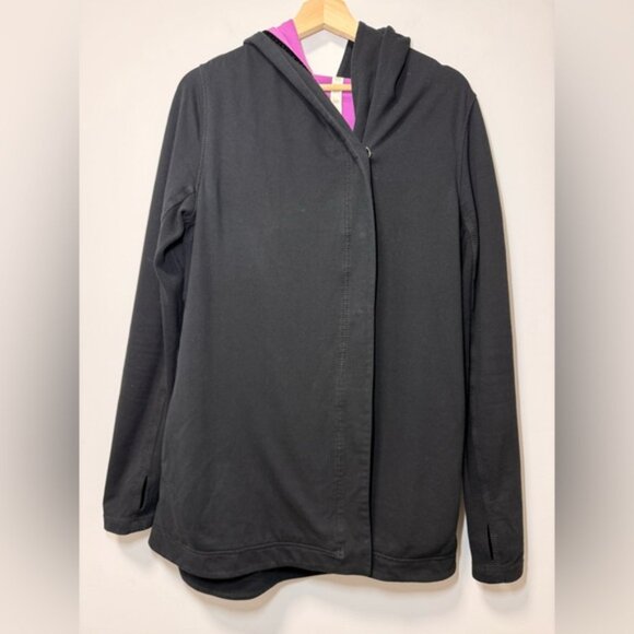 Lululemon Black Hoodie with Purple Ombre Interior Size 8 — Button Detail - Picture 4 of 8